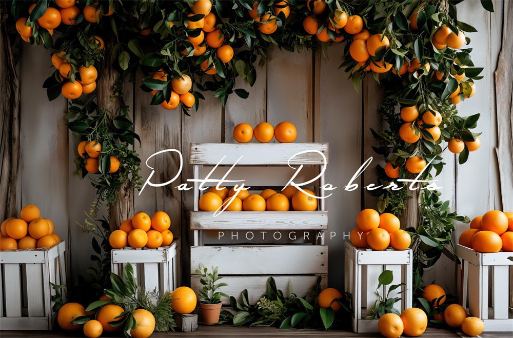 Kate Stand d'oranges Mur en bois Toile de fond conçue par Patty Robert - Kate Backdrop FR