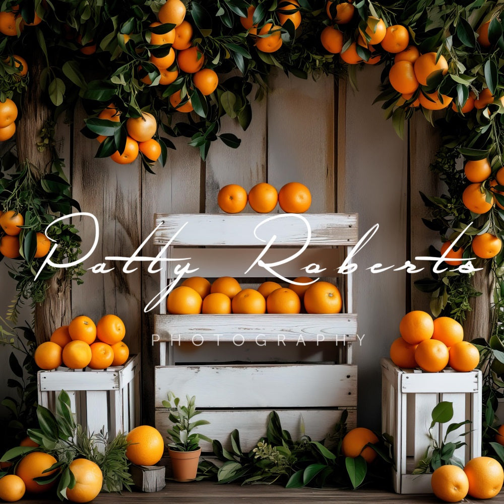 Kate Stand d'oranges Mur en bois Toile de fond conçue par Patty Robert - Kate Backdrop FR