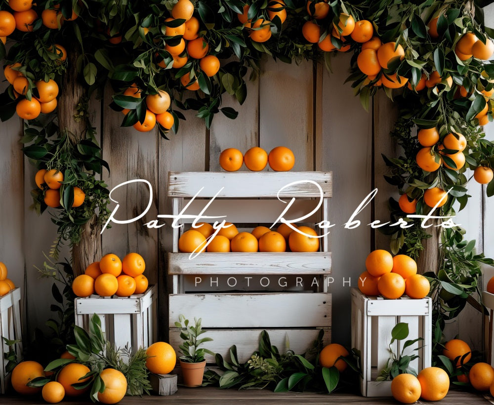 Kate Stand d'oranges Mur en bois Toile de fond conçue par Patty Robert - Kate Backdrop FR