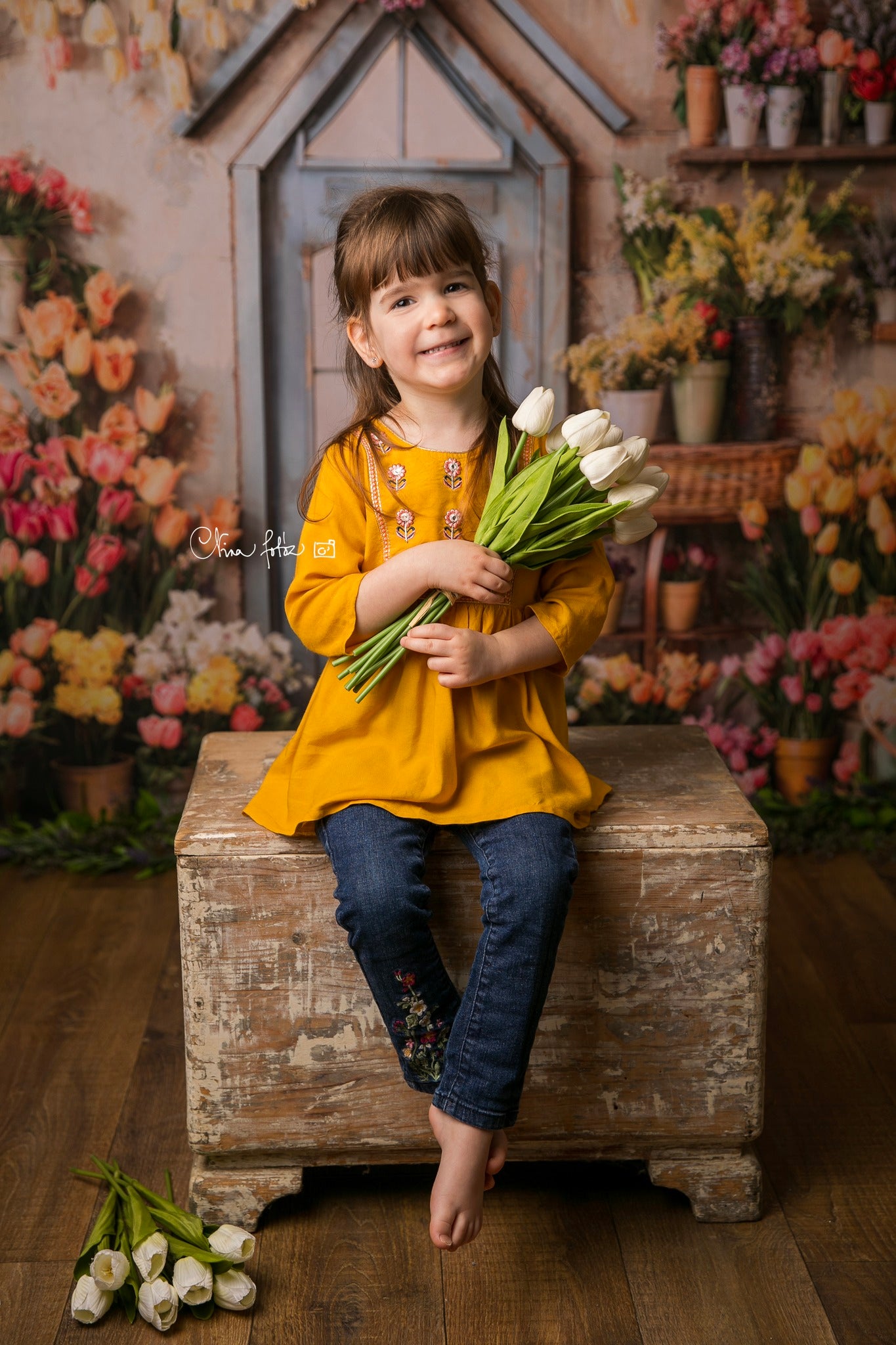 Kate Printemps Fleurs Tulipes Serre Toile de fond conçue par Emetselch - Kate Backdrop FR