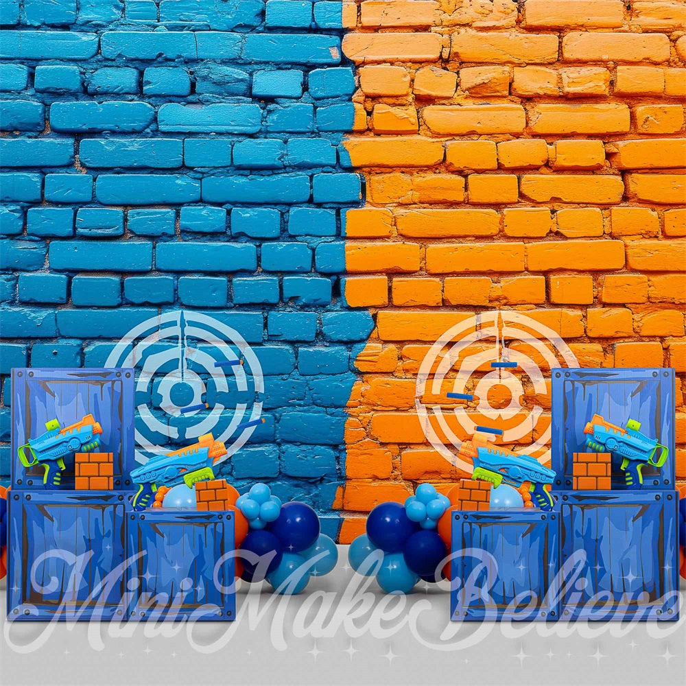 Kate Mousse Fléchettes Mur Bleu & Jaune Toile de fond conçue par Mini MakeBelieve