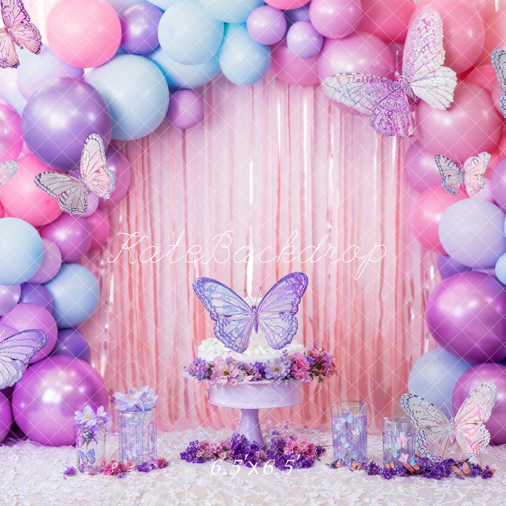 Kate Cake smash Rose Violet Papillon Ballons Toile de fond conçue par Emetselch
