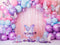 Kate Cake smash Rose Violet Papillon Ballons Toile de fond conçue par Emetselch - Kate Backdrop FR