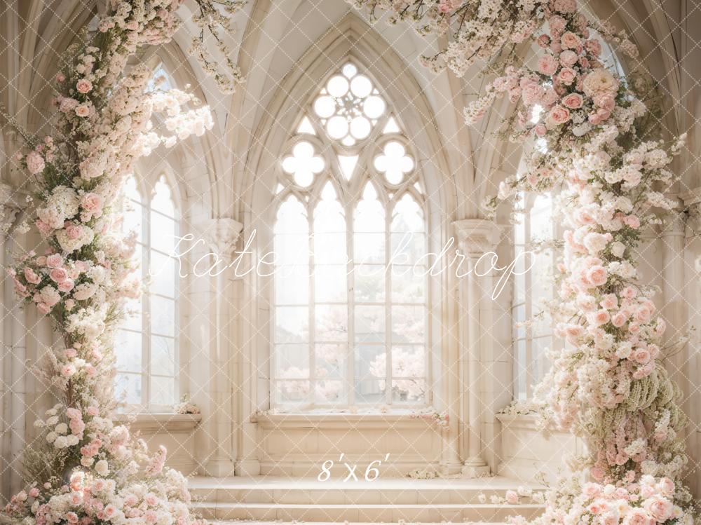 Kate Printemps Blanc Fleurs Fenêtre Mariage Toile de fond conçue par Emetselch