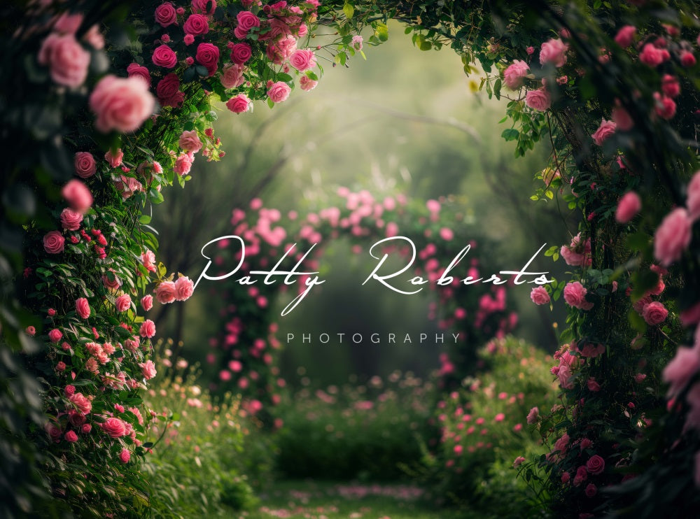 Kate Fleurs roses Arche de Jardin Toile de fond conçue par Patty Robert - Kate Backdrop FR