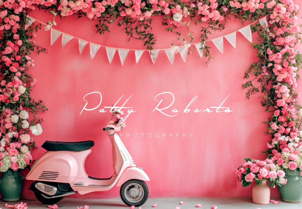 Kate Trottinette Rose Fleurs Toile de fond conçue par Patty Robert