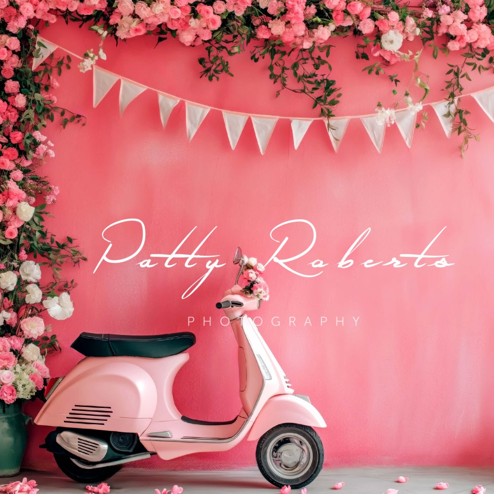 Kate Trottinette Rose Fleurs Toile de fond conçue par Patty Robert