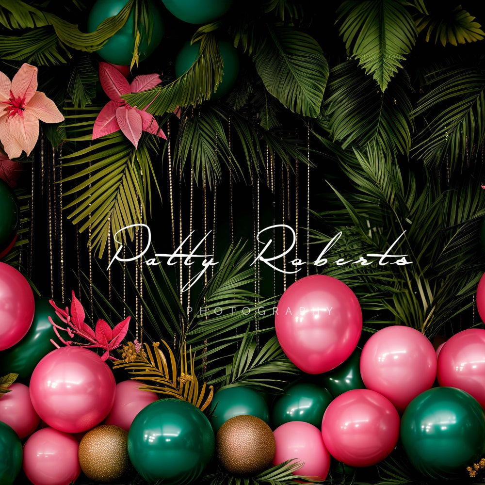 Kate Tropical Ballons Fleurs Plantes Toile de fond conçue par Patty Robert - Kate Backdrop FR