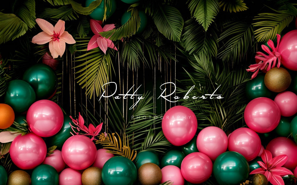 Kate Tropical Ballons Fleurs Plantes Toile de fond conçue par Patty Robert - Kate Backdrop FR