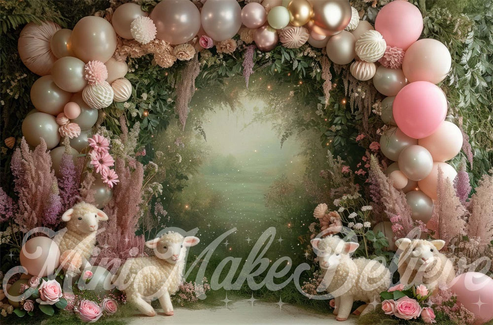 Kate Agneau Arche de ballons Pays des merveilles Toile de fond conçue par Mini MakeBelieve - Kate Backdrop FR