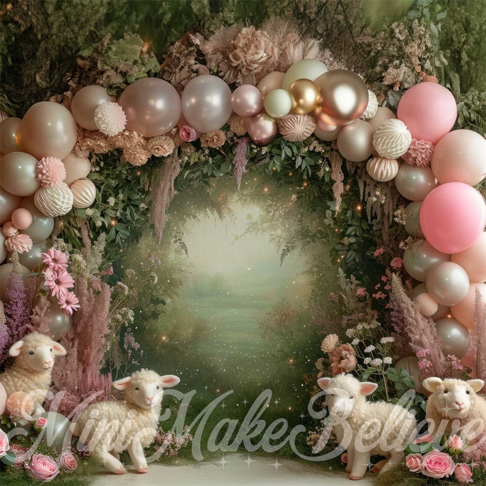 Kate Agneau Arche de ballons Pays des merveilles Toile de fond conçue par Mini MakeBelieve