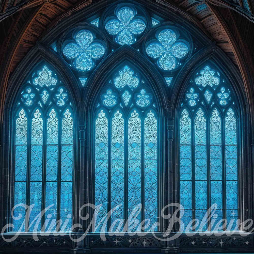Kate Église gothique Bleu Intérieur Toile de fond conçue par Mini MakeBelieve