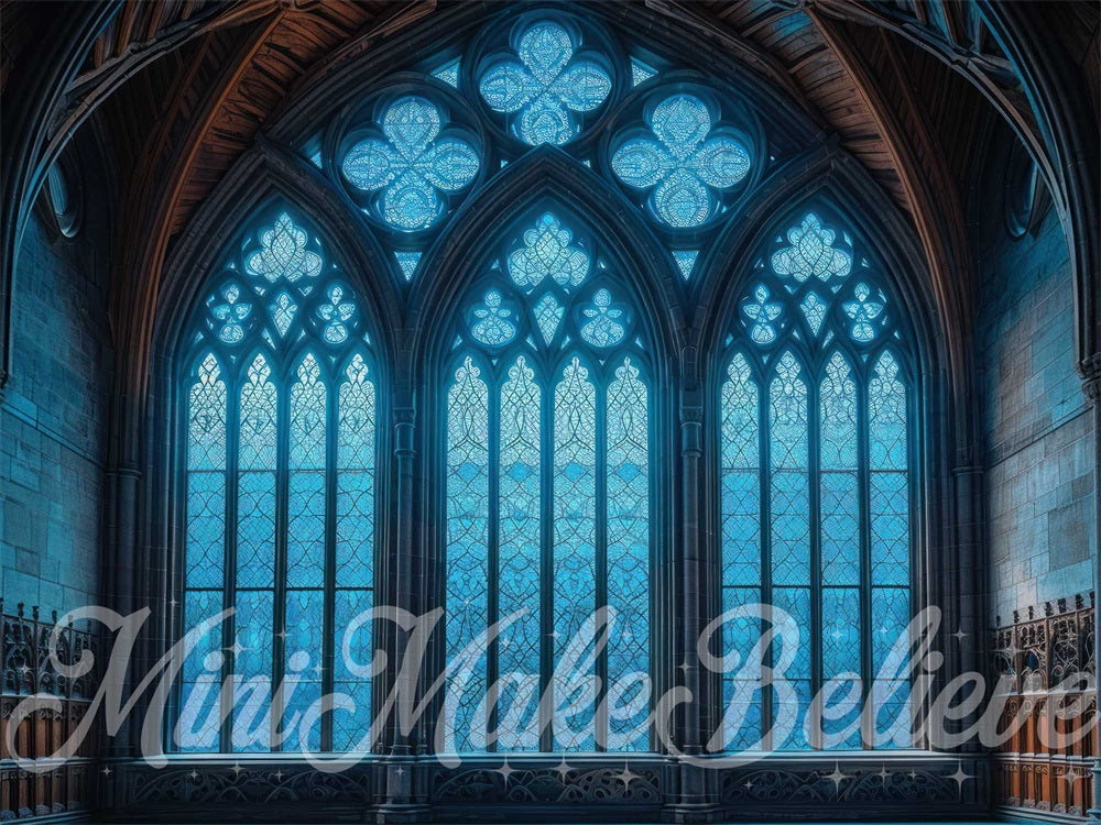 Kate Église gothique Bleu Intérieur Toile de fond conçue par Mini MakeBelieve