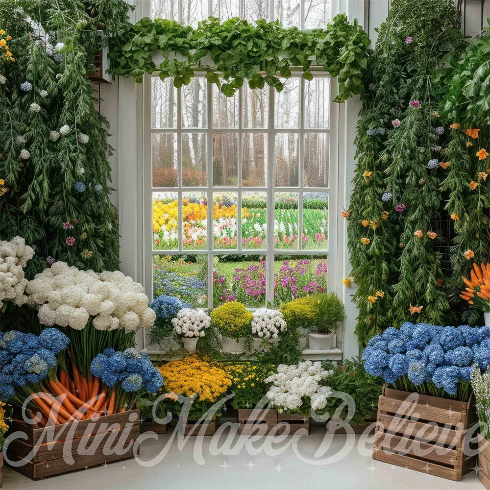 Kate Intérieur Fenêtre Fleurs Plantes Toile de fond conçue par Mini MakeBelieve - Kate Backdrop FR