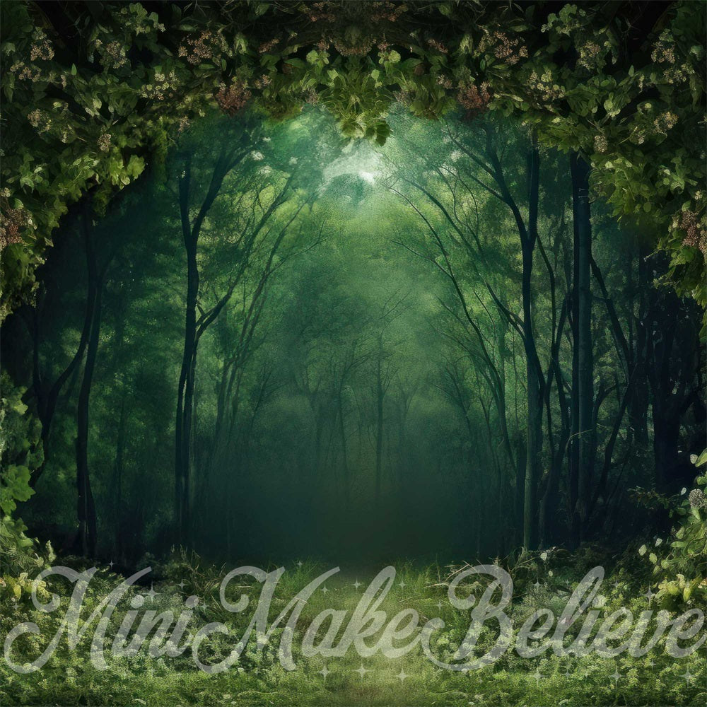 Kate Nature Mur Vert Forêt Arbres Toile de fond conçue par Mini MakeBelieve