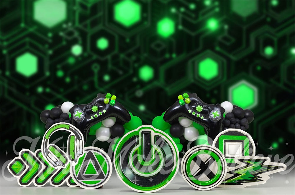 Kate Jeux vidéo Vert Enfant Toile de fond conçue par Mini MakeBelieve - Kate Backdrop FR