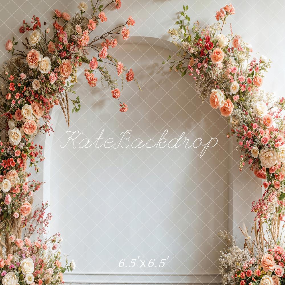 Kate Printemps Mariage Fleurs Blanc Arche Toile de fond conçue par Emetselch