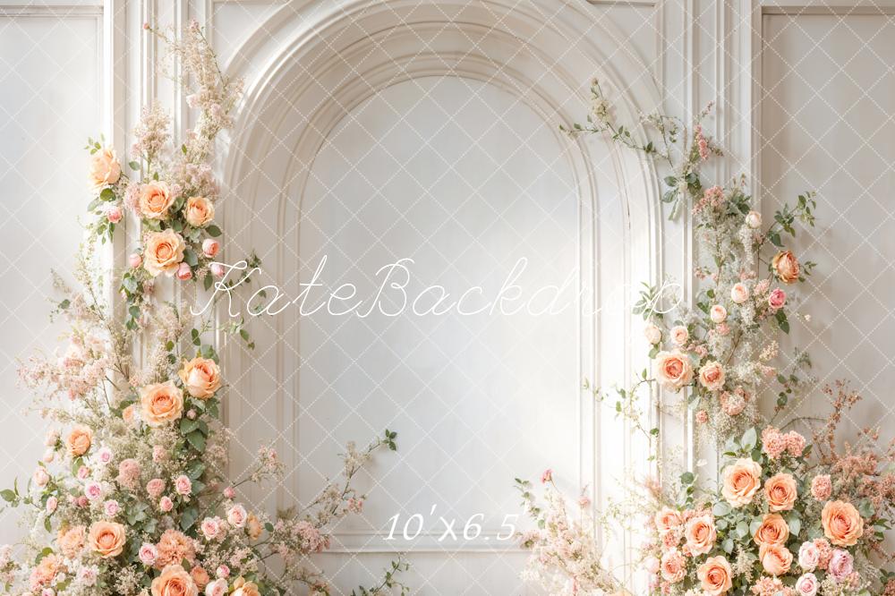 Kate Printemps Mariage Fleurs Blanc Arche Mur Toile de fond conçue par Emetselch - Kate Backdrop FR