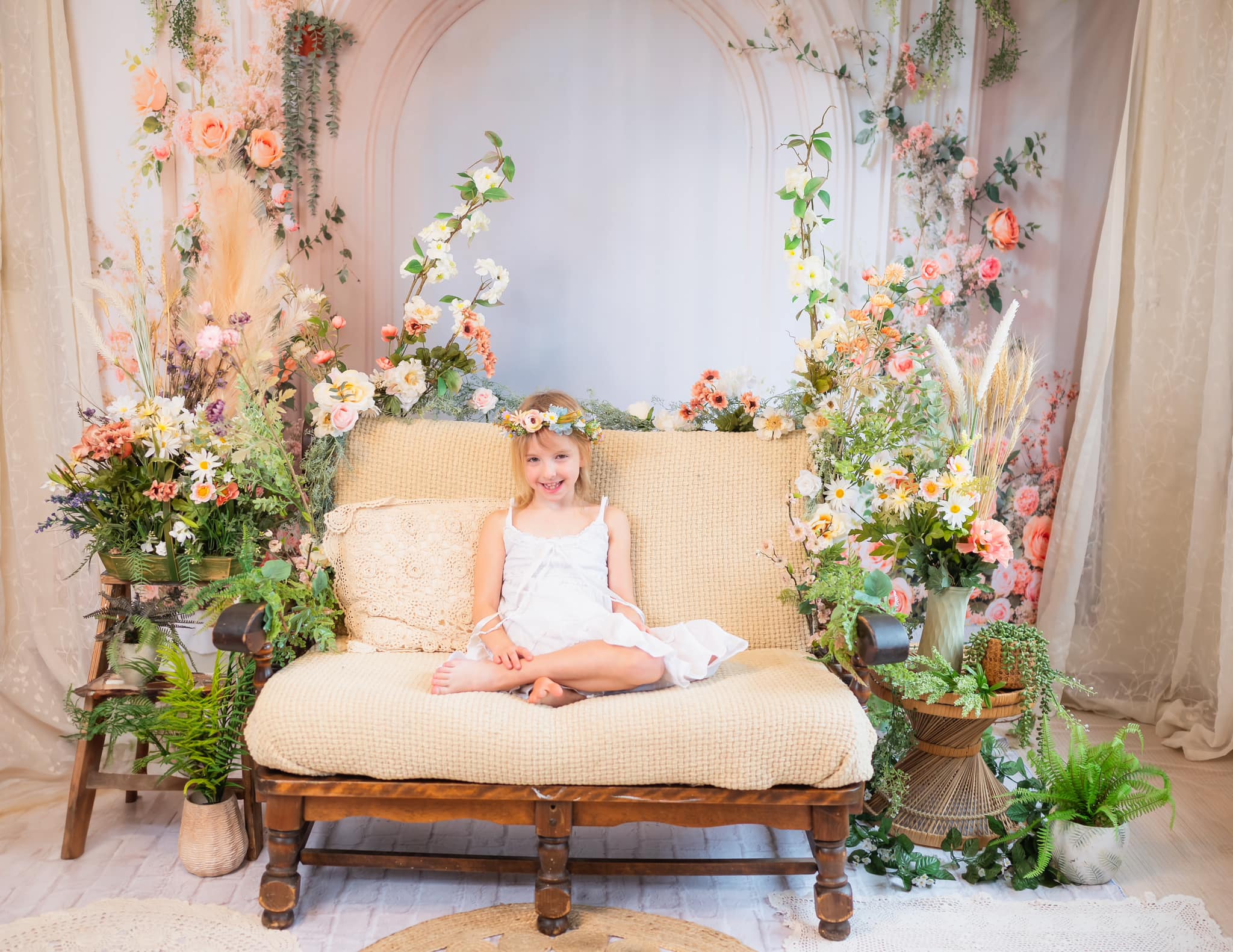 Kate Printemps Mariage Fleurs Blanc Arche Mur Toile de fond conçue par Emetselch - Kate Backdrop FR