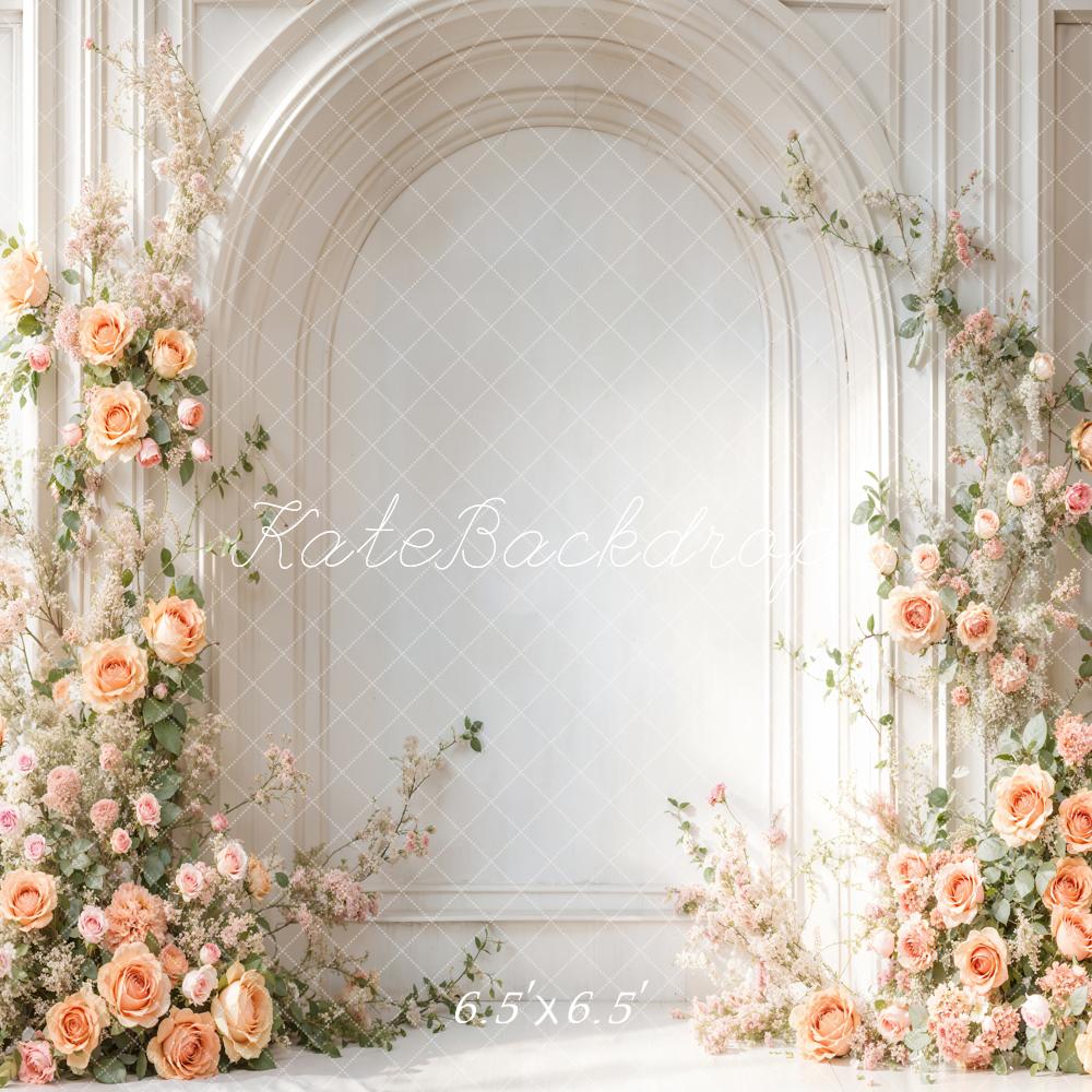 Kate Printemps Mariage Fleurs Blanc Arche Mur Toile de fond conçue par Emetselch