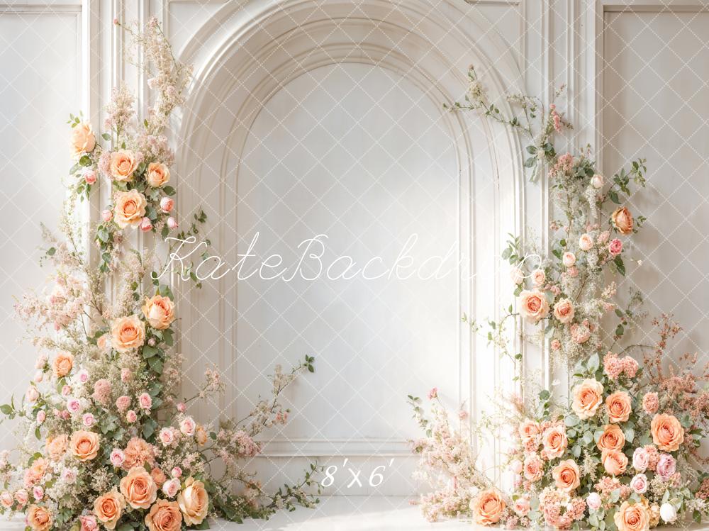 Kate Printemps Mariage Fleurs Blanc Arche Mur Toile de fond conçue par Emetselch