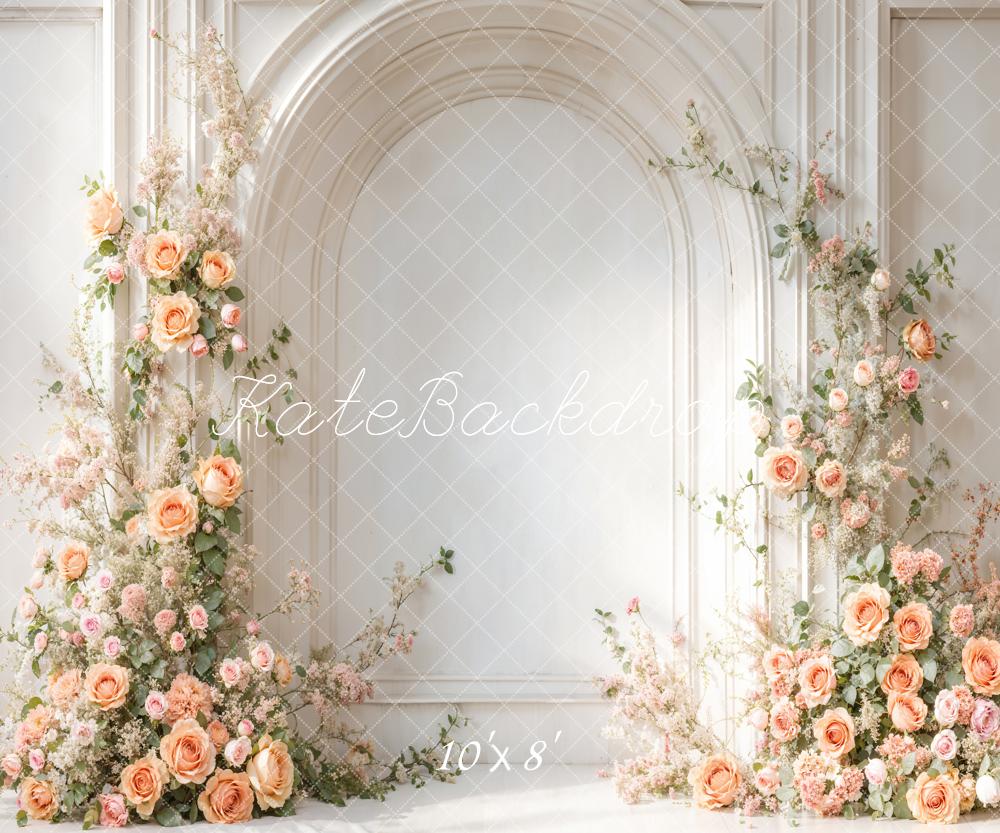 Kate Printemps Mariage Fleurs Blanc Arche Mur Toile de fond conçue par Emetselch