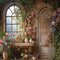 Kate Printemps Fenêtre arquée Intérieur Floral Toile de fond conçue par Emetselch - Kate Backdrop FR