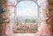 Kate Printemps Fleurs Rose Rideau Fenêtre en arc Toile de fond conçue par GQ - Kate Backdrop FR