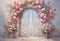 Kate Printemps Fantaisie Fleurs roses Porte en arc Toile de fond conçue par GQ - Kate Backdrop FR