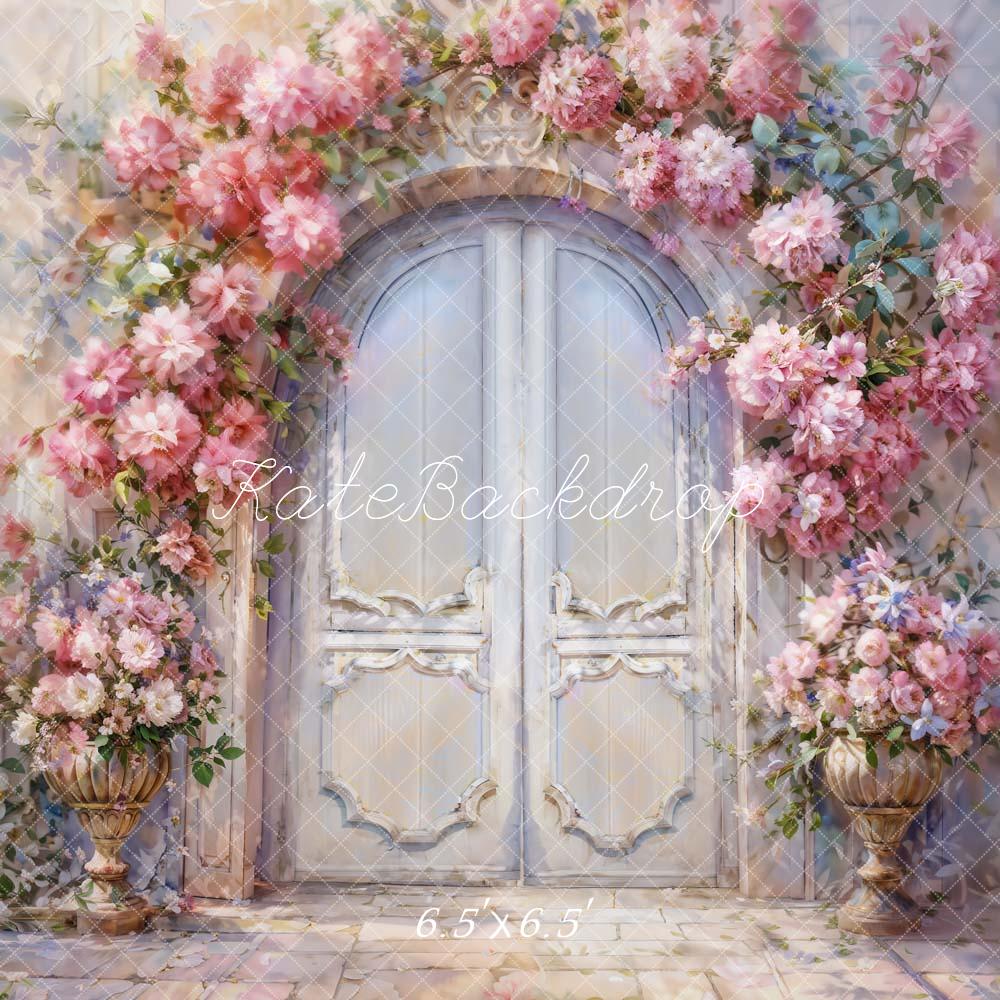 Kate Printemps Fantaisie Fleurs roses Porte en arc Toile de fond conçue par GQ - Kate Backdrop FR