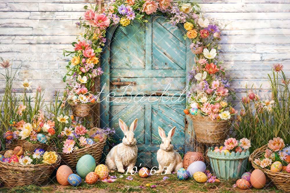 Kate Pâques Œufs Fleurs Lapin Arche Toile de fond conçue par Emetselch - Kate Backdrop FR