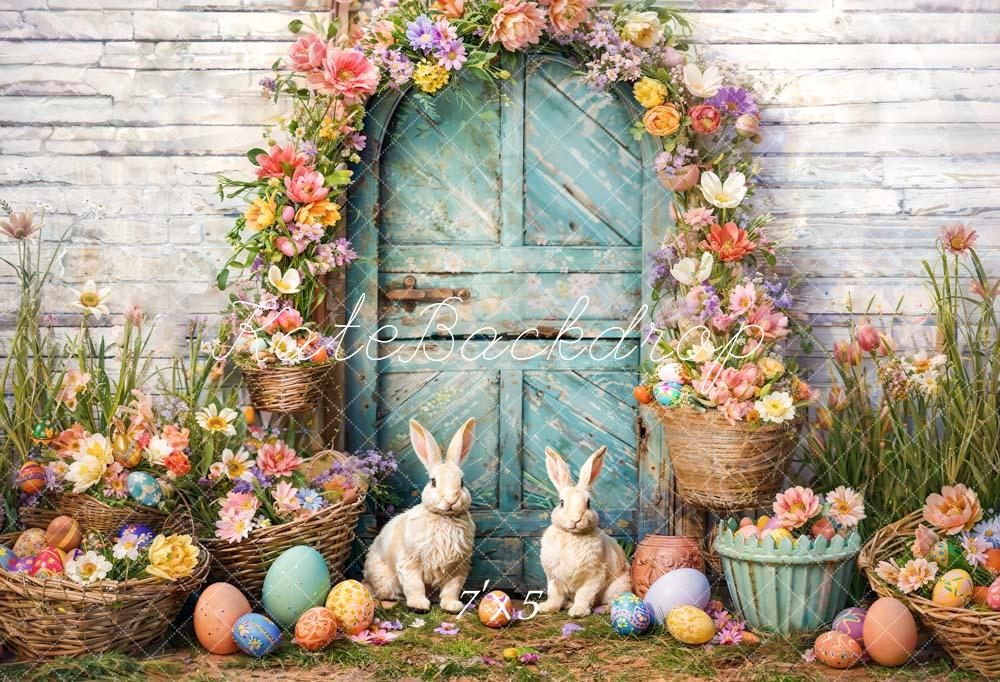 Kate Pâques Œufs Fleurs Lapin Arche Toile de fond conçue par Emetselch - Kate Backdrop FR