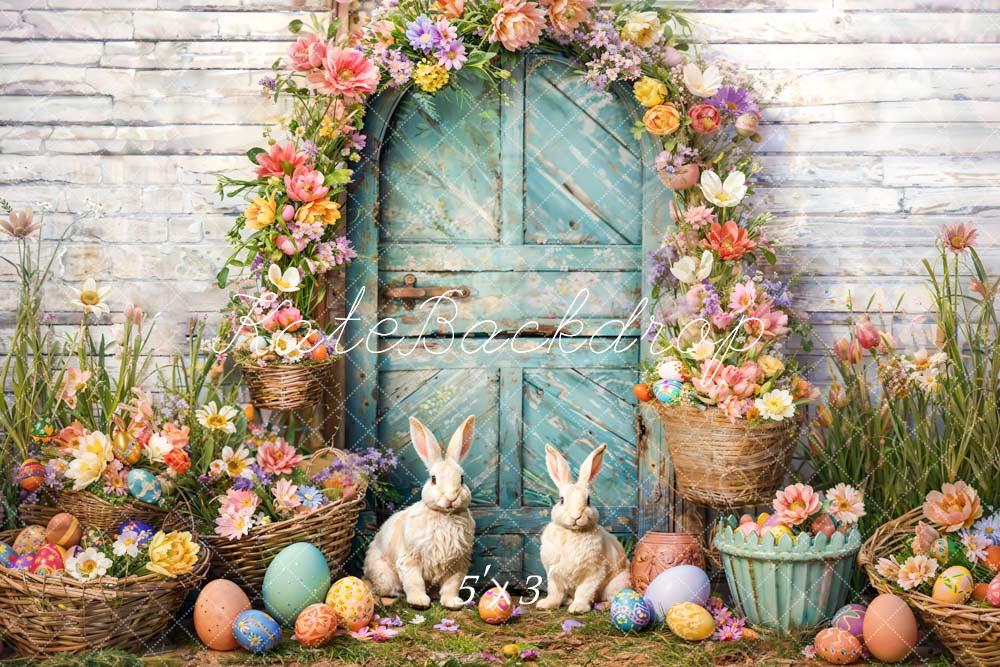 Kate Pâques Œufs Fleurs Lapin Arche Toile de fond conçue par Emetselch - Kate Backdrop FR