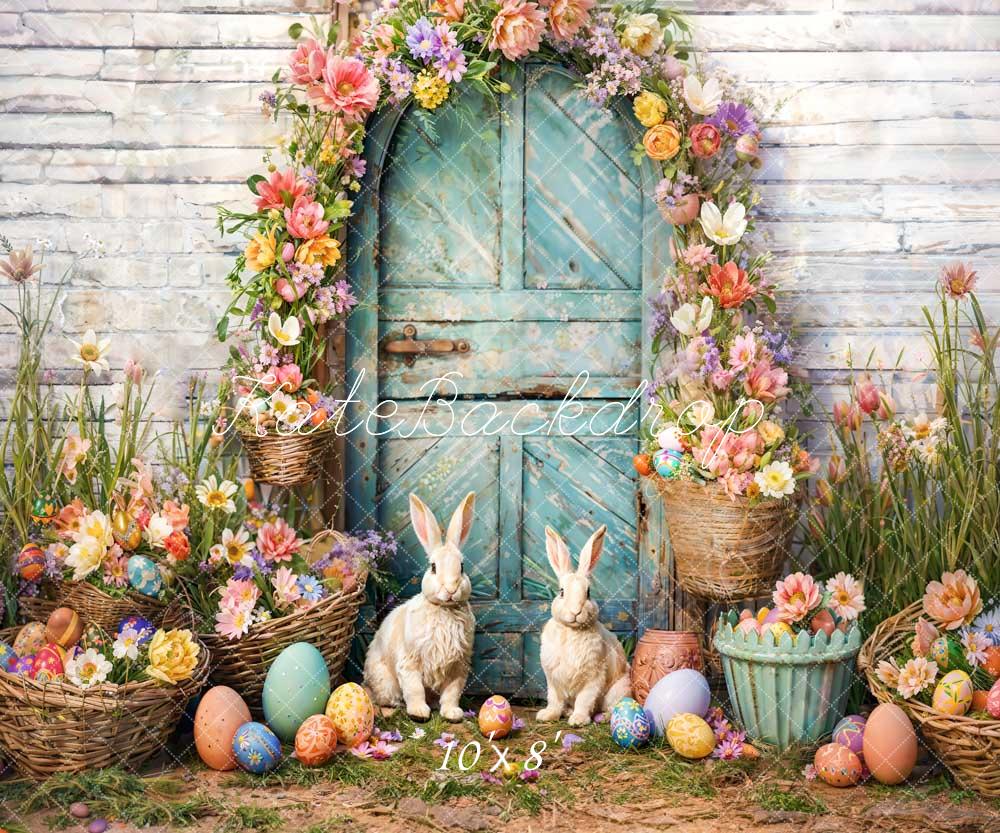 Kate Pâques Œufs Fleurs Lapin Arche Toile de fond conçue par Emetselch - Kate Backdrop FR