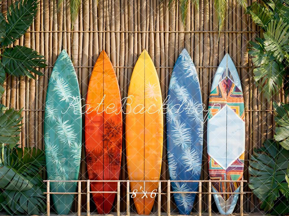 Kate Été Coloré Planches de surf Plantes Toile de fond conçue par Emetselch - Kate Backdrop FR