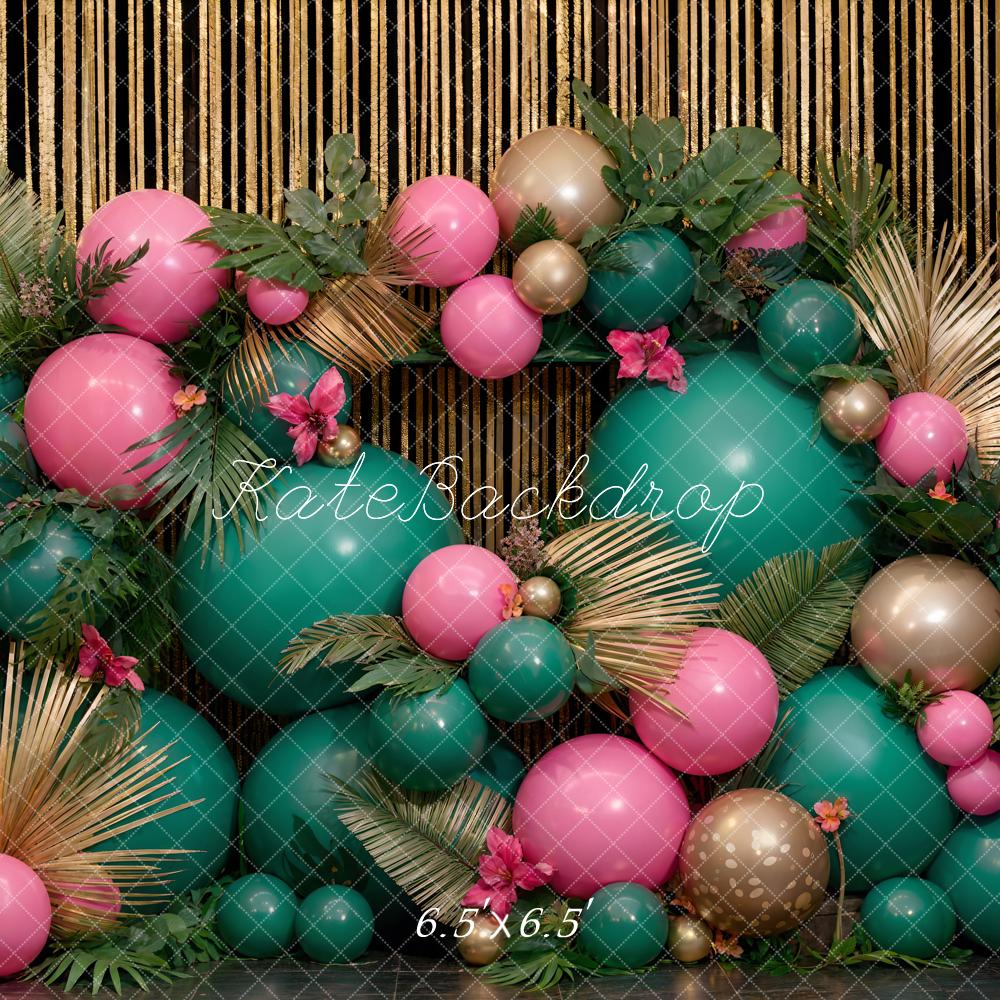 Kate Été Anniversaire Vert Rose Ballons Toile de fond conçue par Emetselch