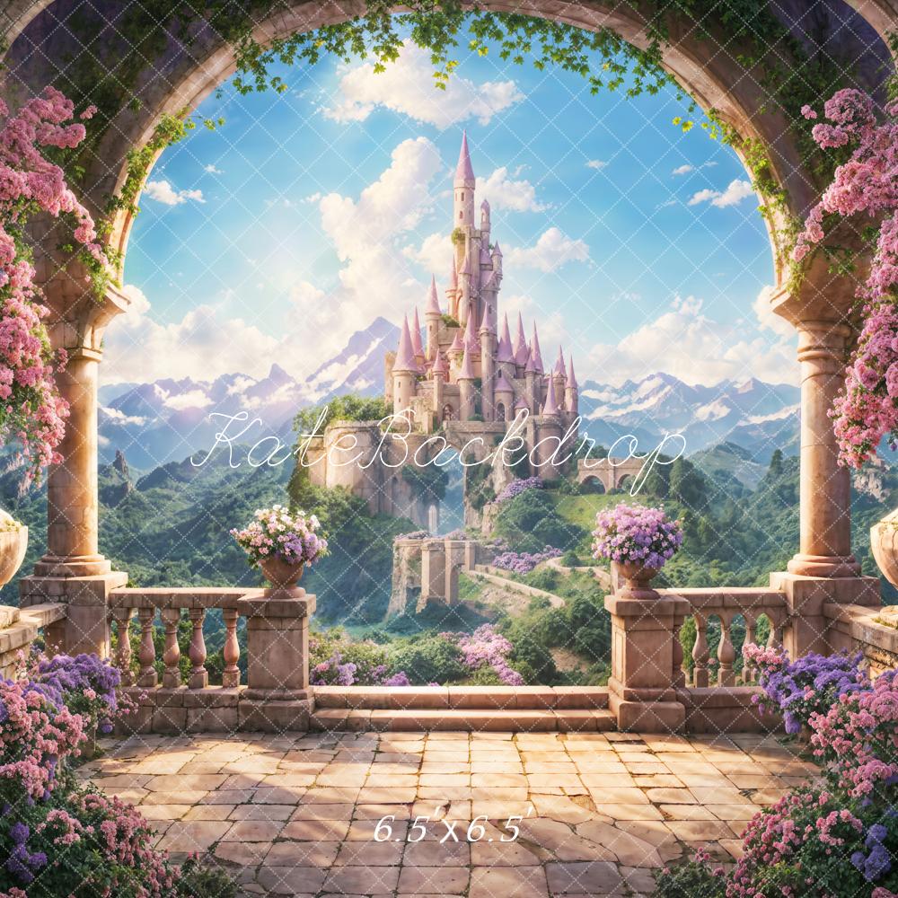Kate Printemps Fleur Arche Balcon Château Toile de fond conçue par Chain Photographie - Kate Backdrop FR