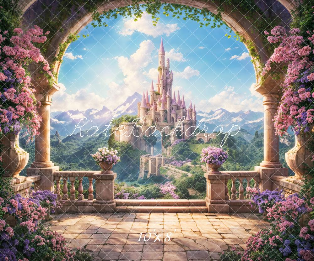 Kate Printemps Fleur Arche Balcon Château Toile de fond conçue par Chain Photographie - Kate Backdrop FR