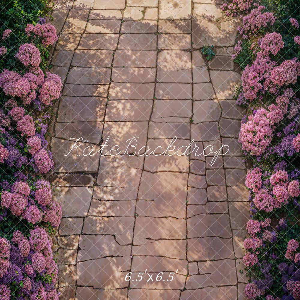 Kate Printemps Fleurs Chemin en pierre Sol Toile de fond conçue par Kate Image - Kate Backdrop FR