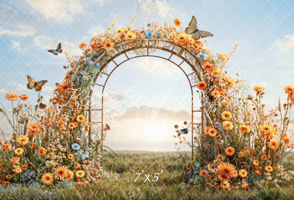 Kate Printemps Prairie Fleur Papillon Porte en arc Toile de fond conçue par Emetselch - Kate Backdrop FR