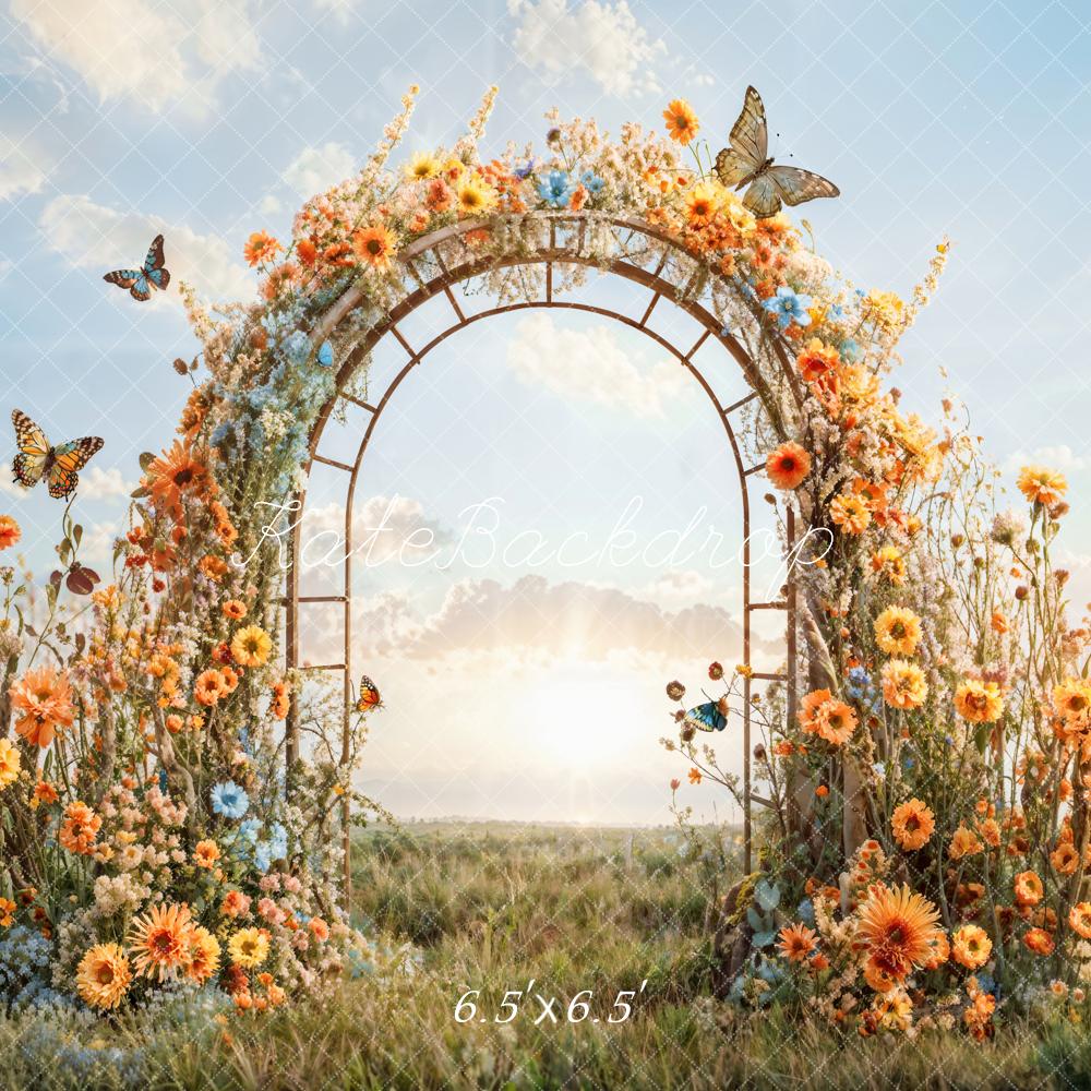 Kate Printemps Prairie Fleur Papillon Porte en arc Toile de fond conçue par Emetselch - Kate Backdrop FR