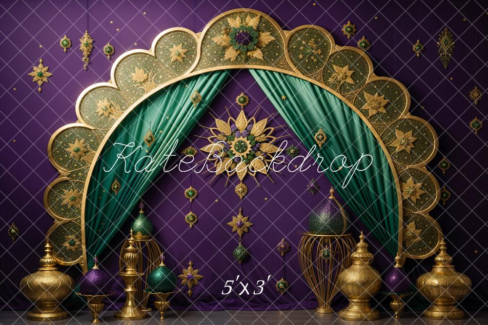 Kate Aïd-al-Fitr Arche Doré Violet Rideau Toile de fond conçue par Emetselch - Kate Backdrop FR