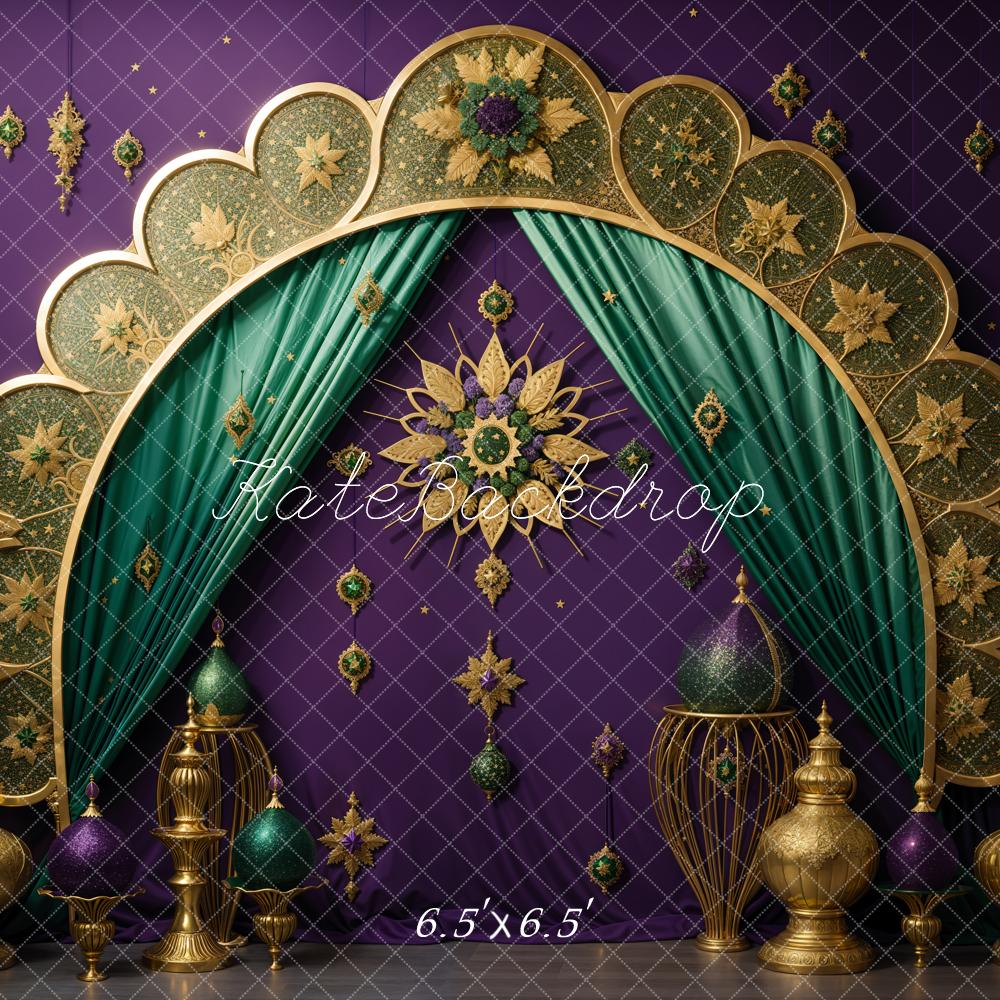 Kate Aïd-al-Fitr Arche Doré Violet Rideau Toile de fond conçue par Emetselch - Kate Backdrop FR