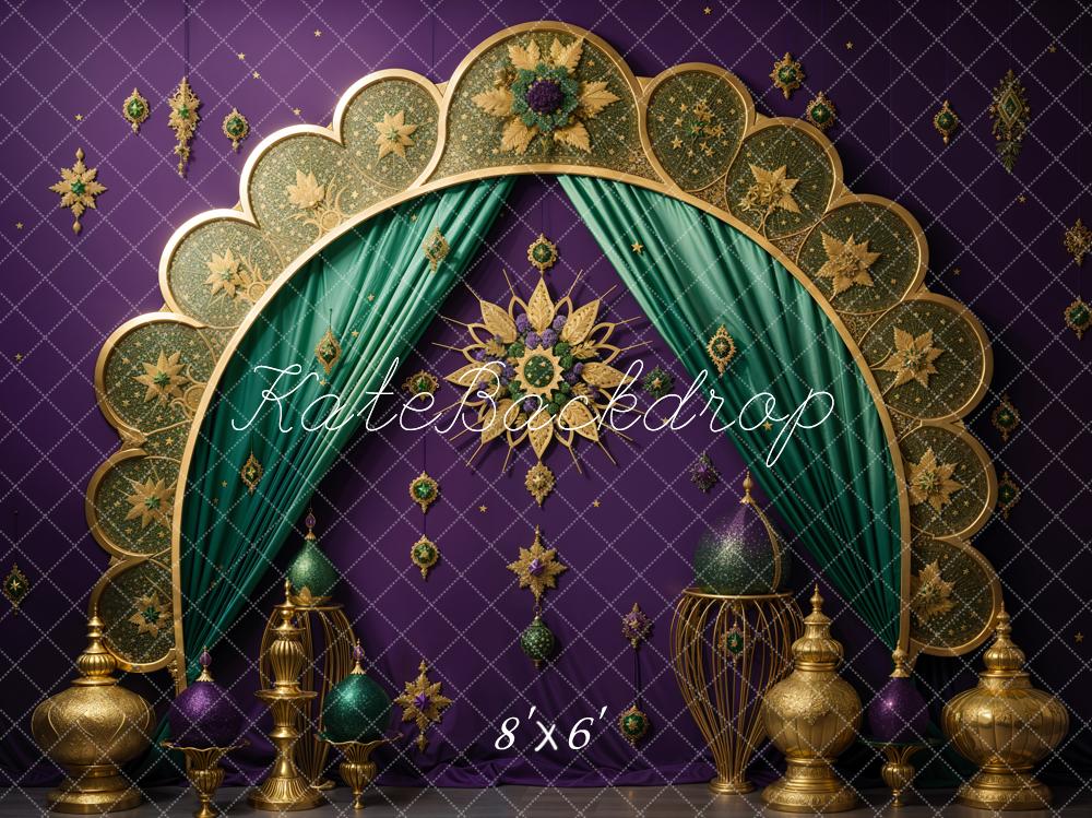 Kate Aïd-al-Fitr Arche Doré Violet Rideau Toile de fond conçue par Emetselch - Kate Backdrop FR