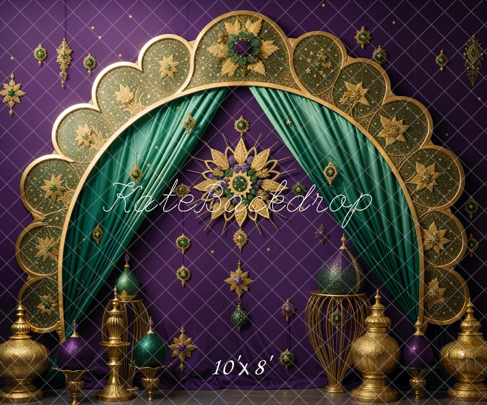 Kate Aïd-al-Fitr Arche Doré Violet Rideau Toile de fond conçue par Emetselch - Kate Backdrop FR