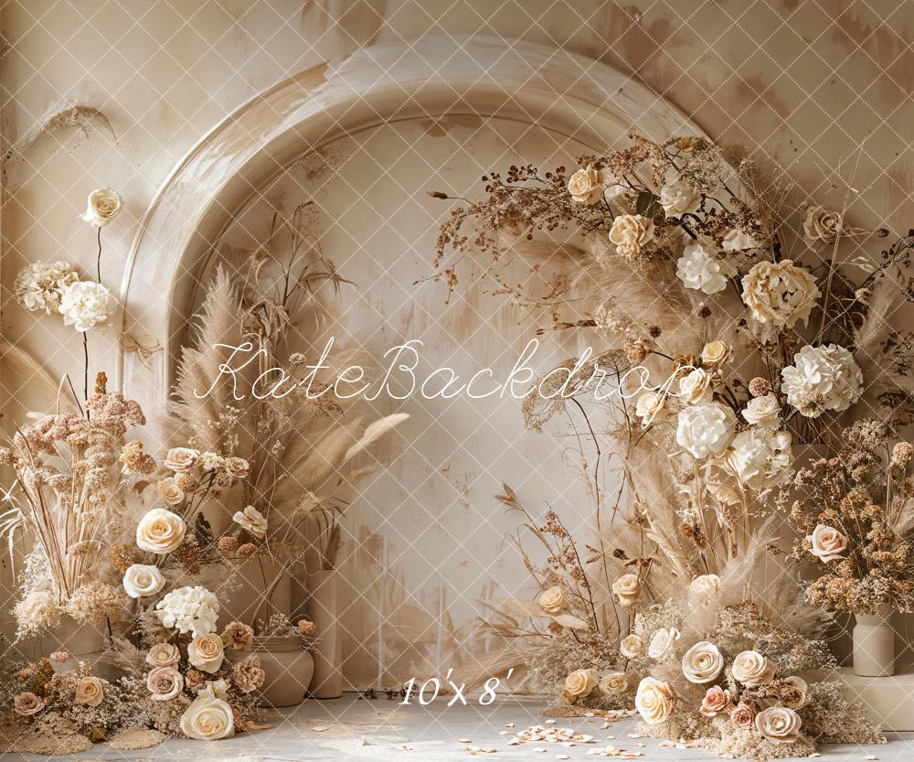 Kate Bohème Beige Floral Mur en arc Toile de fond conçue par Emetselch