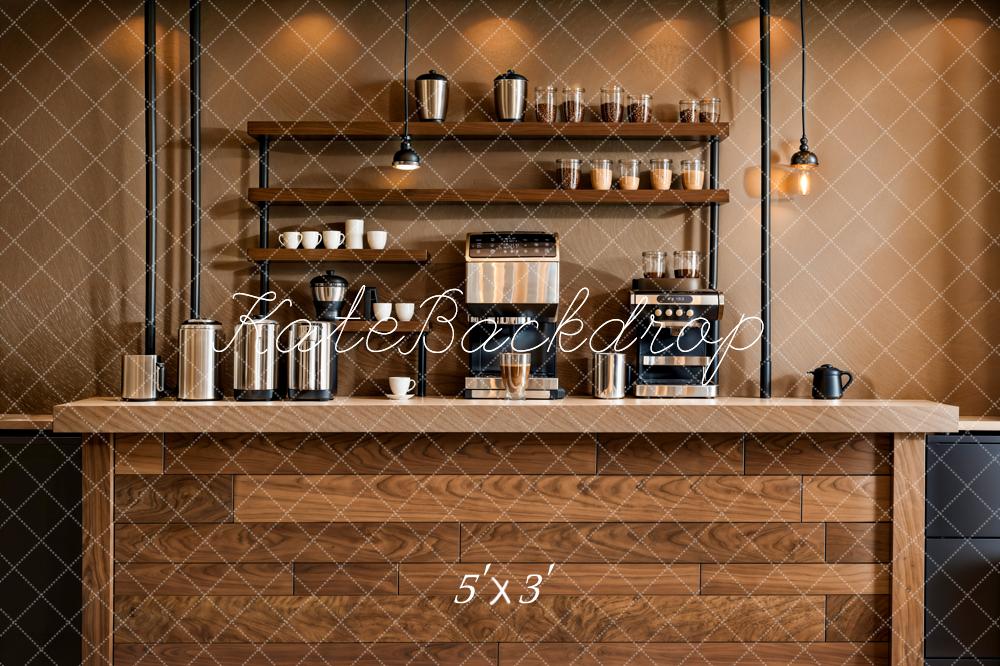 Kate Moderne Élégant Bois Brun Bar Comptoir Toile de fond conçue par Emetselch - Kate Backdrop FR