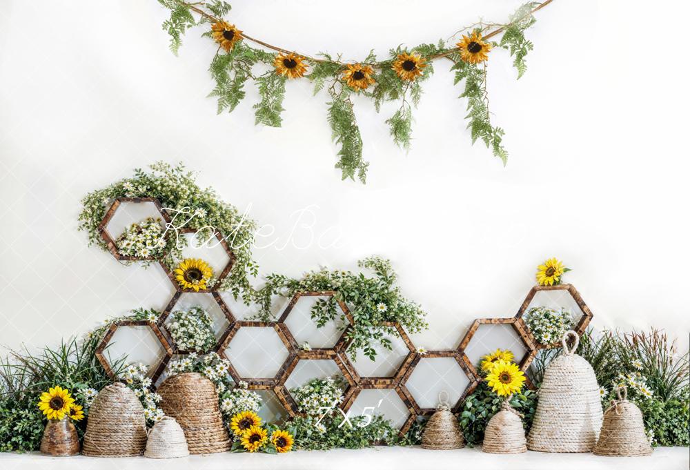 Kate Printemps Tournesol Étagère hexagonale Ruche Toile de fond conçue par Emetselch - Kate Backdrop FR