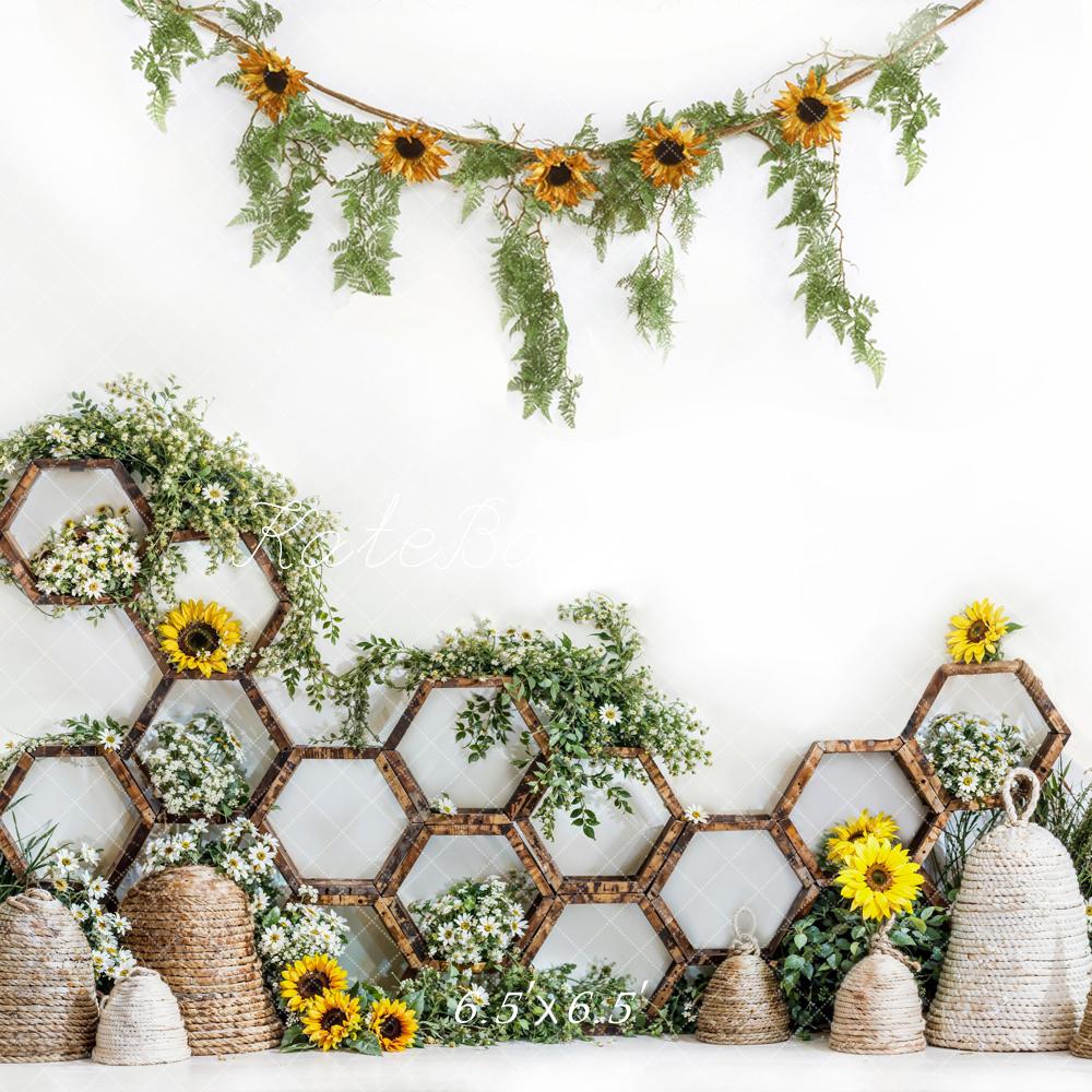 Kate Printemps Tournesol Étagère hexagonale Ruche Toile de fond conçue par Emetselch - Kate Backdrop FR