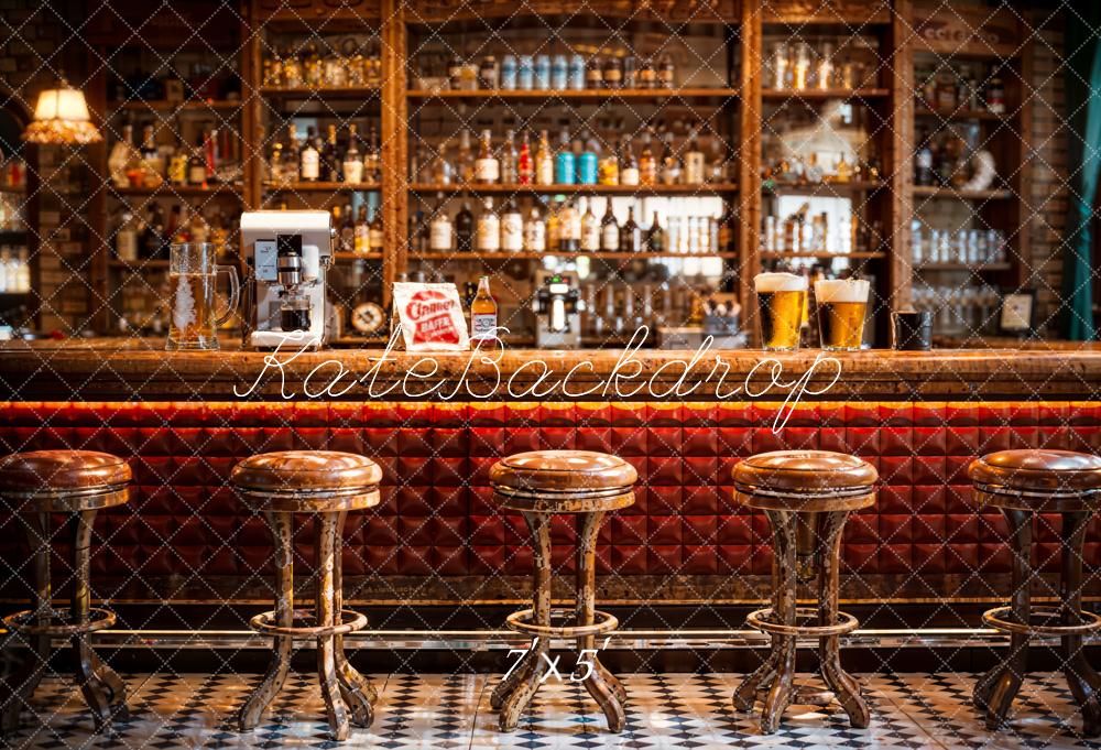 Kate Rétro Bar Comptoir Café Tabouret de bière Toile de fond conçue par Emetselch - Kate Backdrop FR